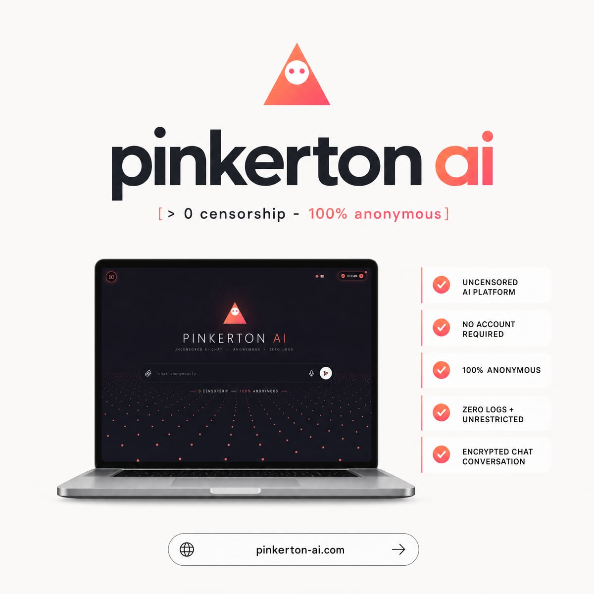 Pinkerton AI press kit — uncensored, anonymous AI chat